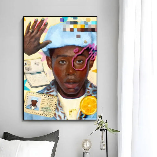 Vibrant rapper alternative creator poster wall art with bold colors and graphic elements for decorative mural use