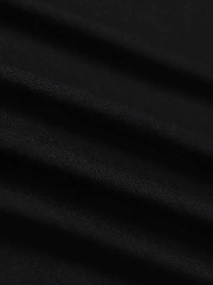 Black satin fabric with smooth glossy finish and subtle sheen in rapper anuel aa real hasta la muerte t shirt