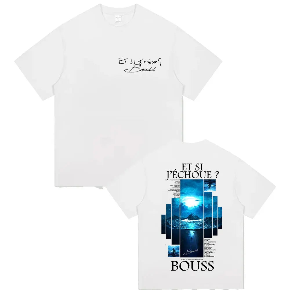 White cotton tshirt streetwear with minimalist front print and detailed back design for retro hip hop short sleeve style