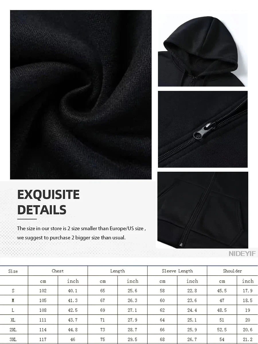Black hooded zip-up sweatshirt with textured fabric and silver-toned zipper for rapper cris mj fan album tour streetwear