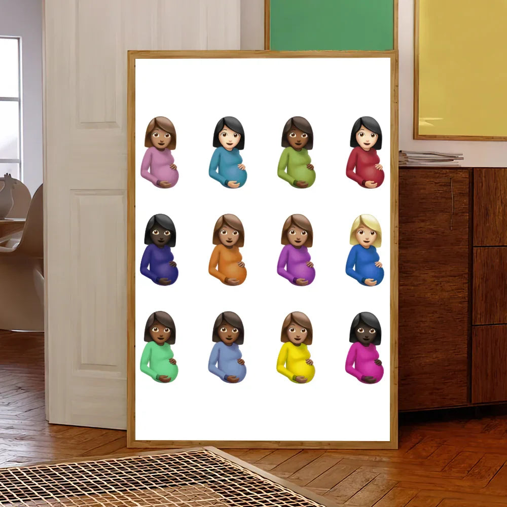 A framed rapper d-drake hot album hip hop poster prints featuring colorful pregnant woman emojis sticker decoration painting