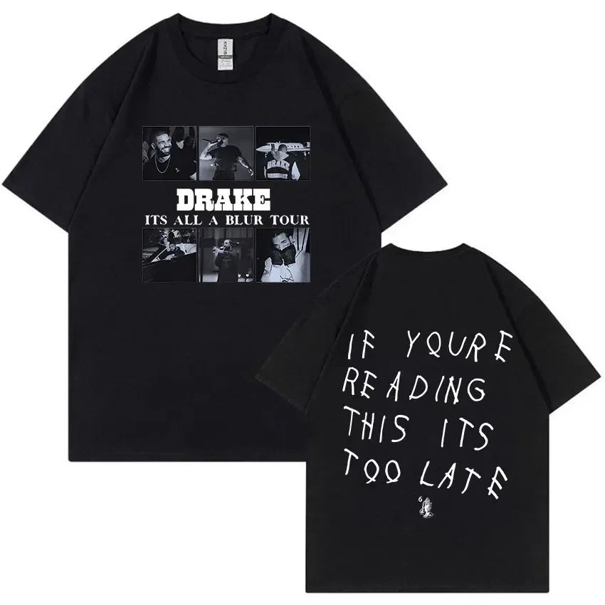 Black unisex t-shirt featuring certified lover boy lover boy album graphic and hip hop fashion tour print on back