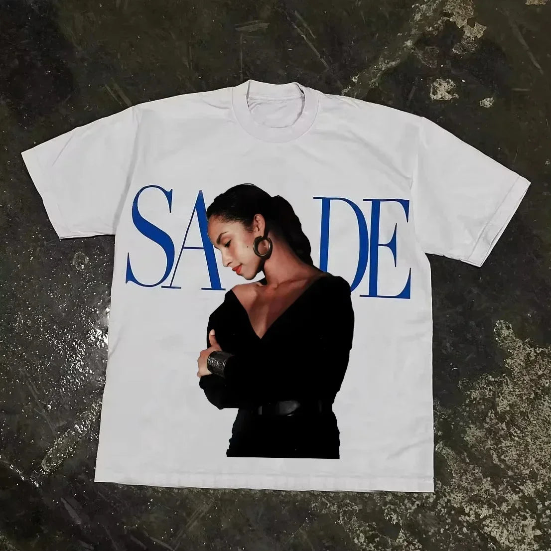 White cotton oversized t-shirt featuring rapper frank retro graphic with hip hop ocean blond fashion design