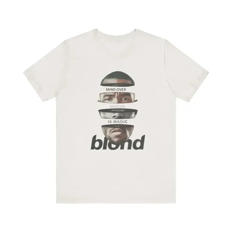 Off-white rapper frank retro short-sleeved cotton t-shirt with layered face graphic text for hip hop ocean blond fashion oversized style