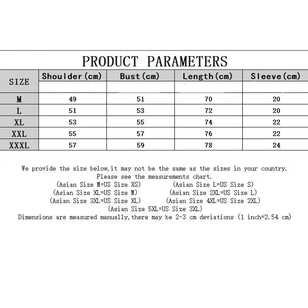 Product parameters chart showing size measurements for rapper justin bieber swag album short sleeve streetwear t-shirt