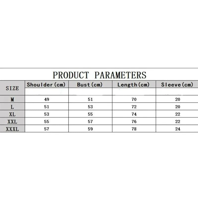 Product parameters table showing size measurements for mgk lost americana tour vintage washed graphic t shirt