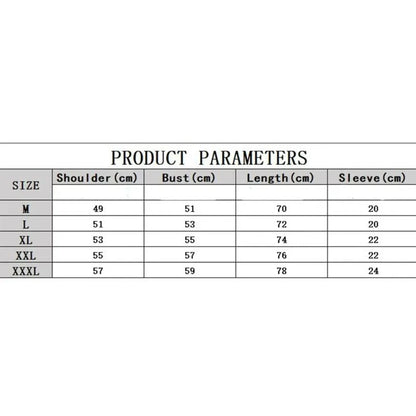Product parameters table showing size measurements for mgk lost americana tour vintage washed graphic t shirt