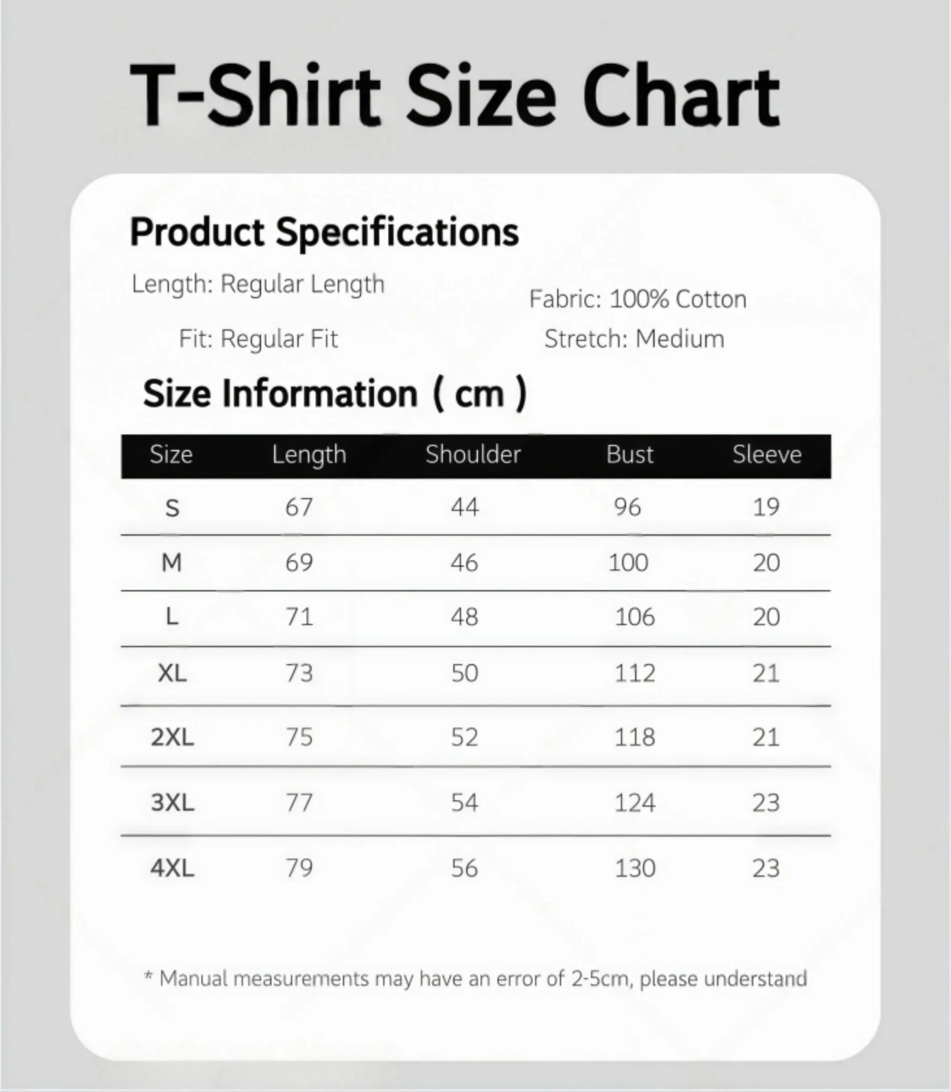 T-shirt size chart in centimeters for mgk lost americana tour graphic retro cotton y2k streetwear in sizes s to 4xl