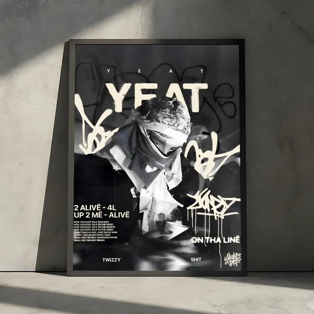Black-framed rapper music pop album y-yeat poster decorative wall art stickers mural photo print for home decor