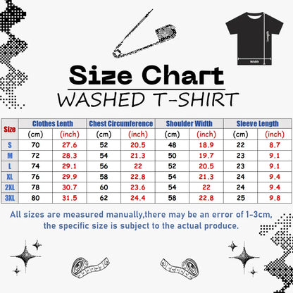 Black washed cotton rapper nf album t-shirt size chart for men women streetwear harajuku print retro washed tee