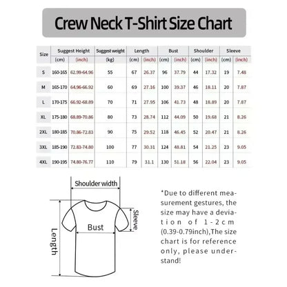 Crew neck t-shirt size chart in cm and inches for sss4u tees mens hip hop vintage rapper partynextdoor tees sizes s to 4xl