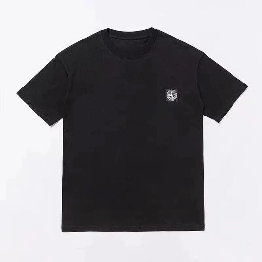 Black short-sleeved graphic print tshirt with subtle embroidered logo for women hip hop rapper playboi carti fans