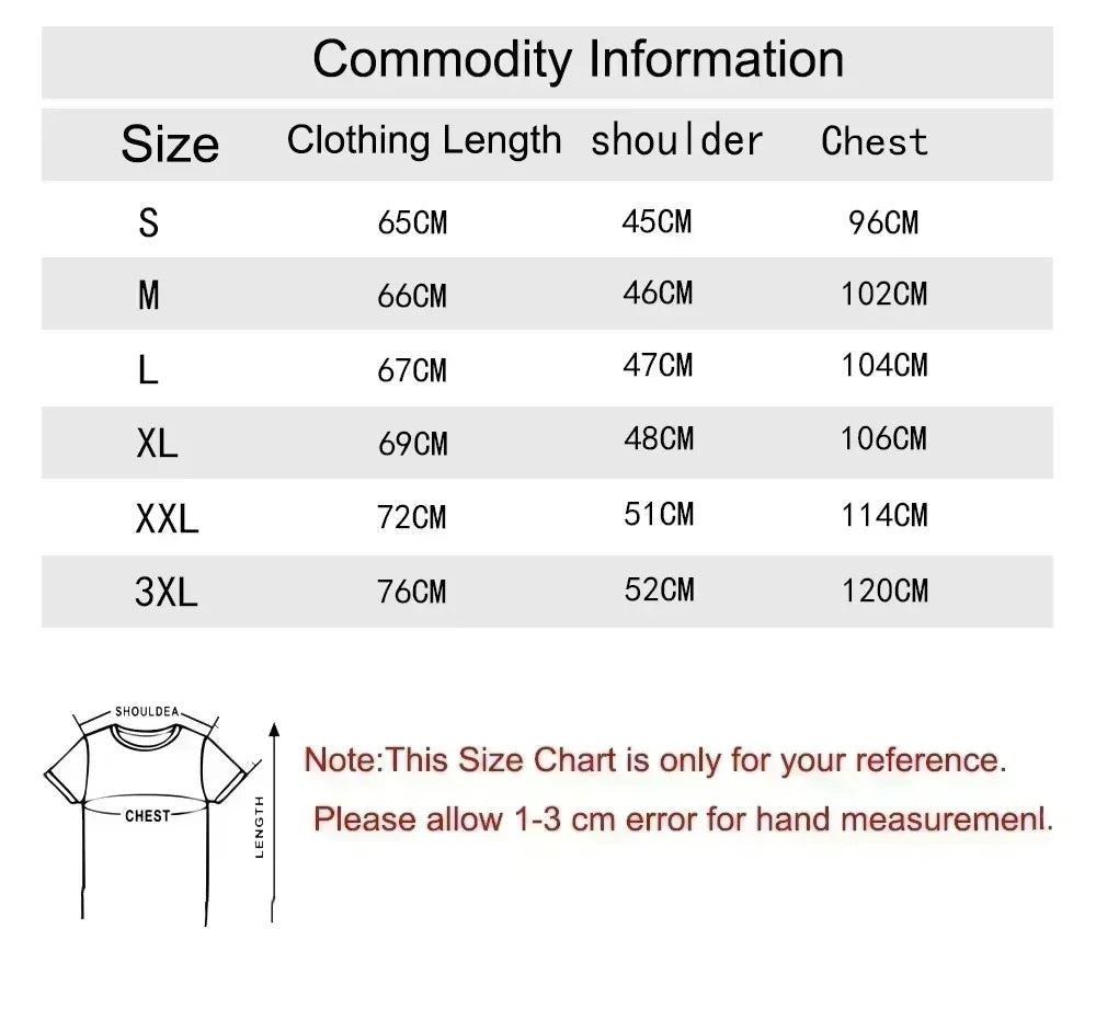 Size chart for rapper playboi carti women hip hop graphic print tshirt in centimeters from size s to 3xl