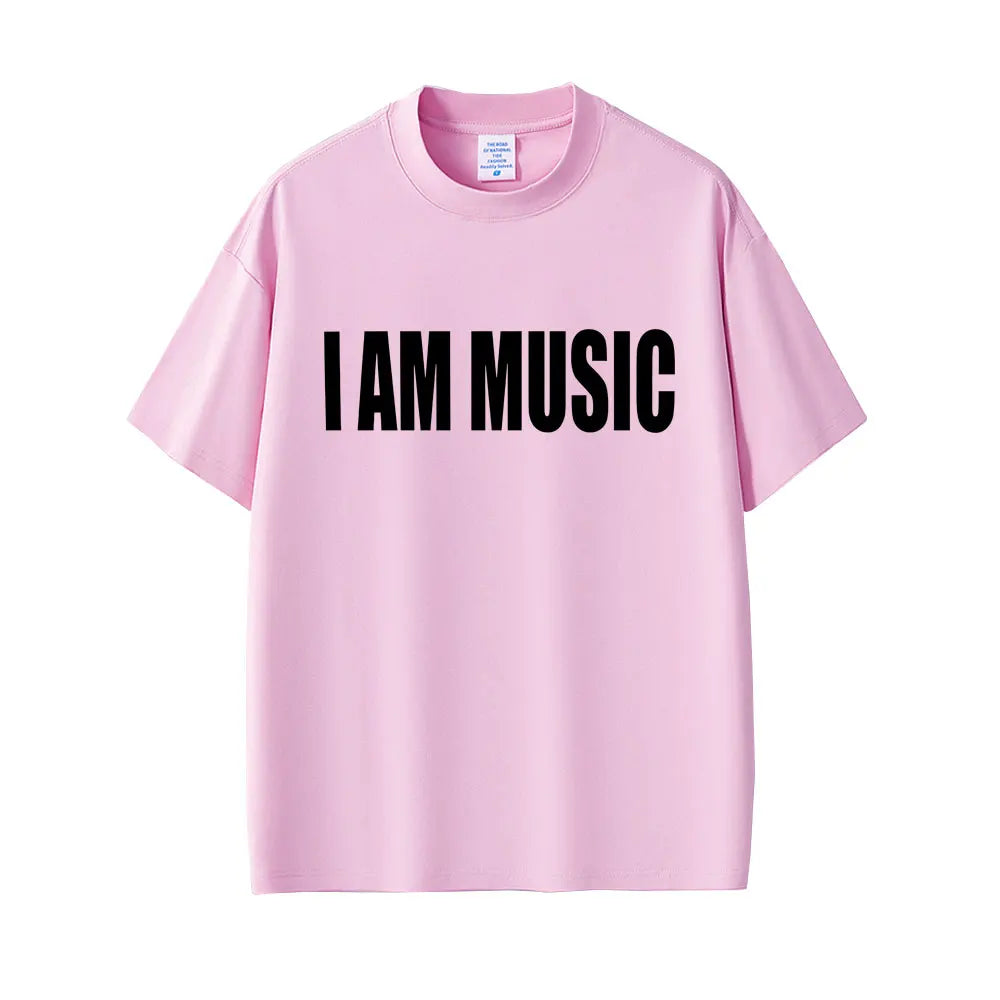 A soft pink short sleeved rapper playboi carti i am music t shirt featuring bold black print for men fashion rap opium merch