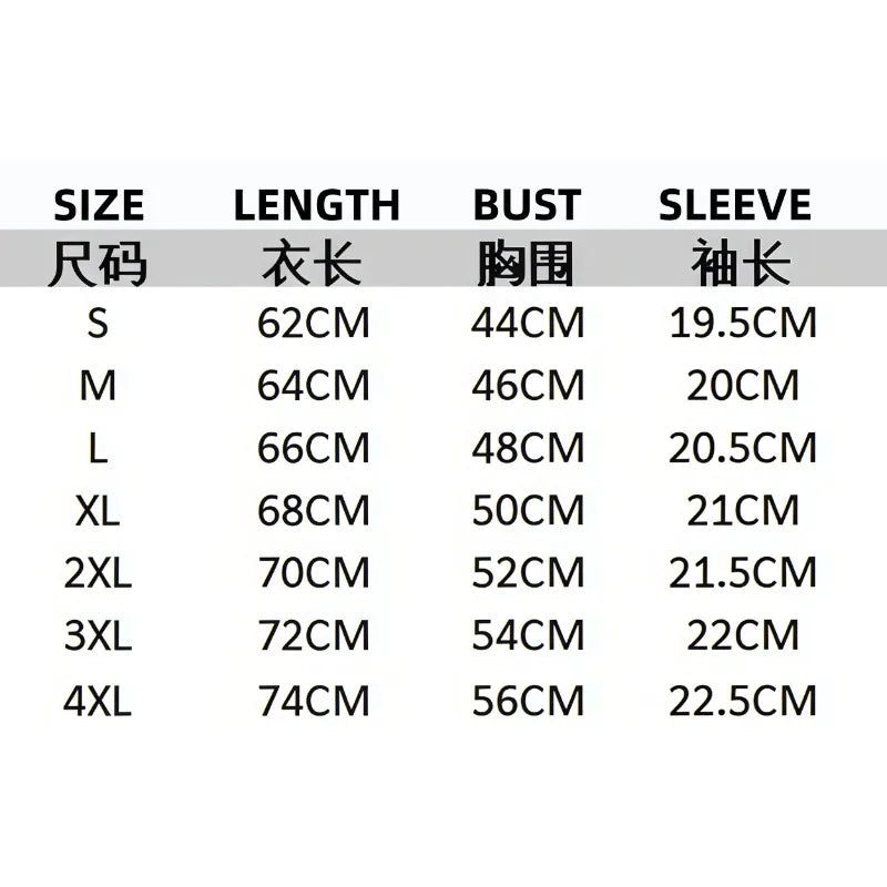 Size chart in centimeters for rapper pnl monde chico album fashion hip hop cotton casual short sleeve t shirt men women