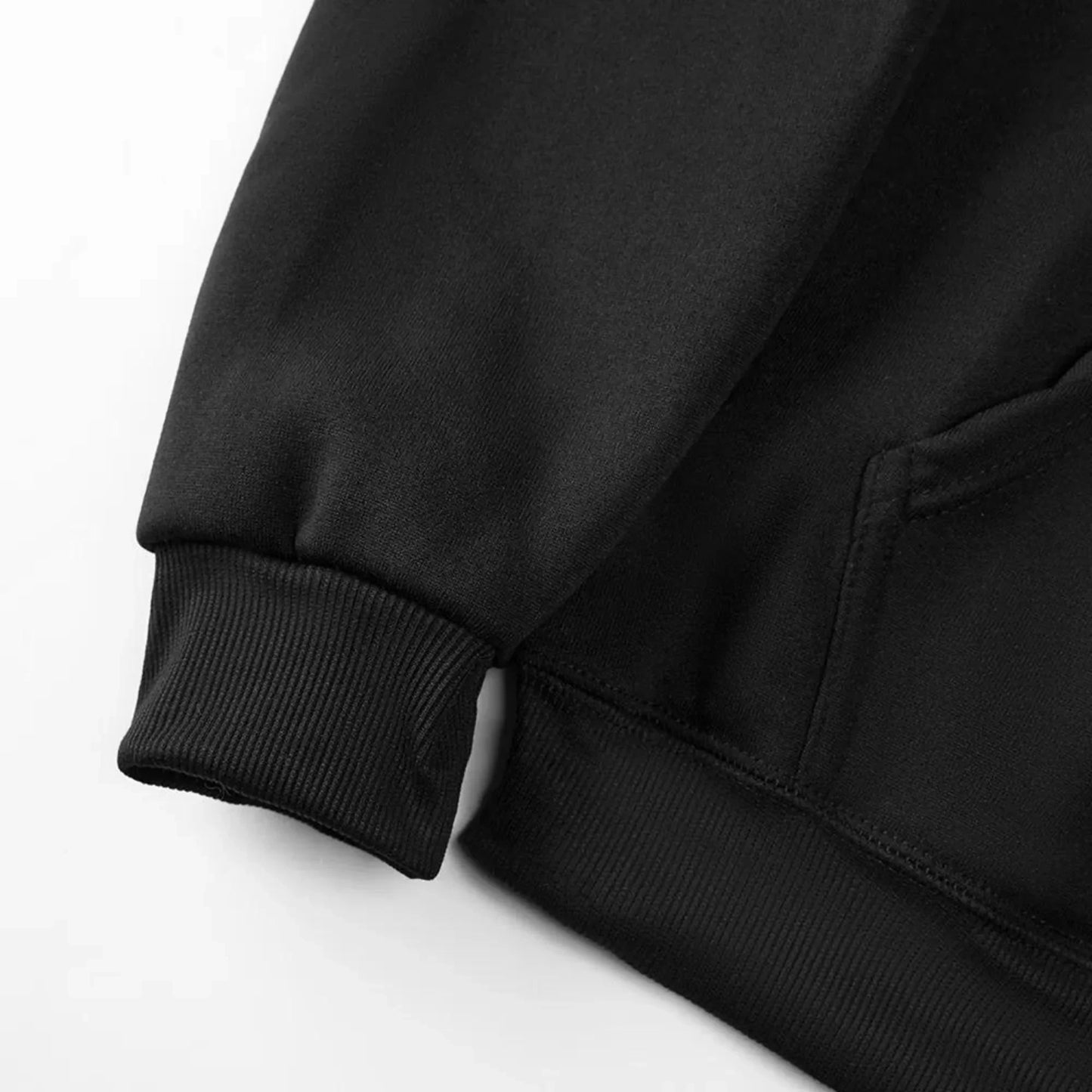 Black cotton rapper Quevedo buenas noches hoodie with ribbed cuffs and front pocket vintage casual zip up sweatshirt