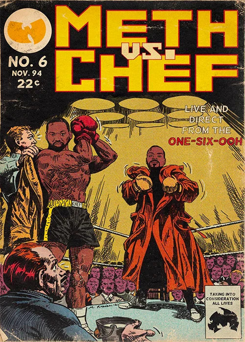 Vintage comic book cover poster canvas printing featuring yellow title meth vs for rapper singer eminem wall decor with order protection time