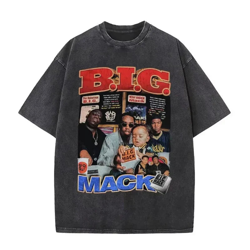 Black oversized t-shirt featuring a faded biggie smalls graphic print in a dangerous vintage washed hip hop tee style
