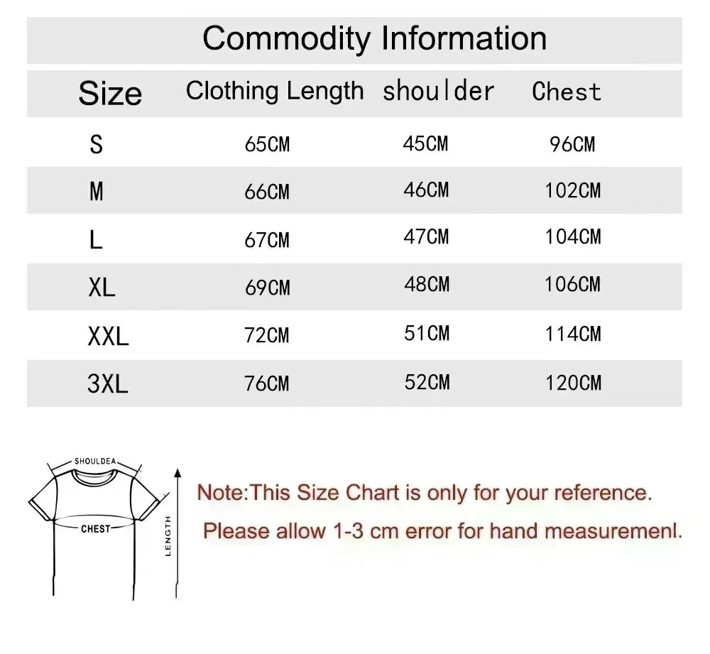 Size chart in centimeters for rapper werenoi hip hop fashion male casual vintage graphic print t shirt in sizes s to 3xl