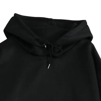 Black hooded sweatshirt with soft smooth fabric and matching drawstrings from rapper XXXTentacion tour album 2026 pullover