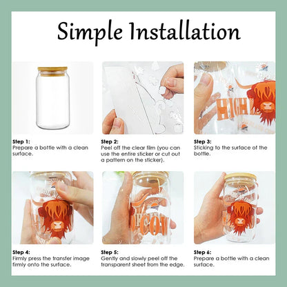 Clear glass libbey jar with bamboo lid featuring rapper youngboy themed orange highland cow 16oz uv dtf waterproof wrap