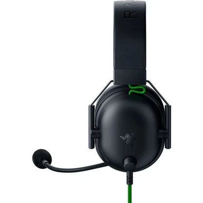 Razer blackshark v2 x wired gaming headphone in black with green accents and built-in microphone for surround sound game on ps4 ps5 nintendo