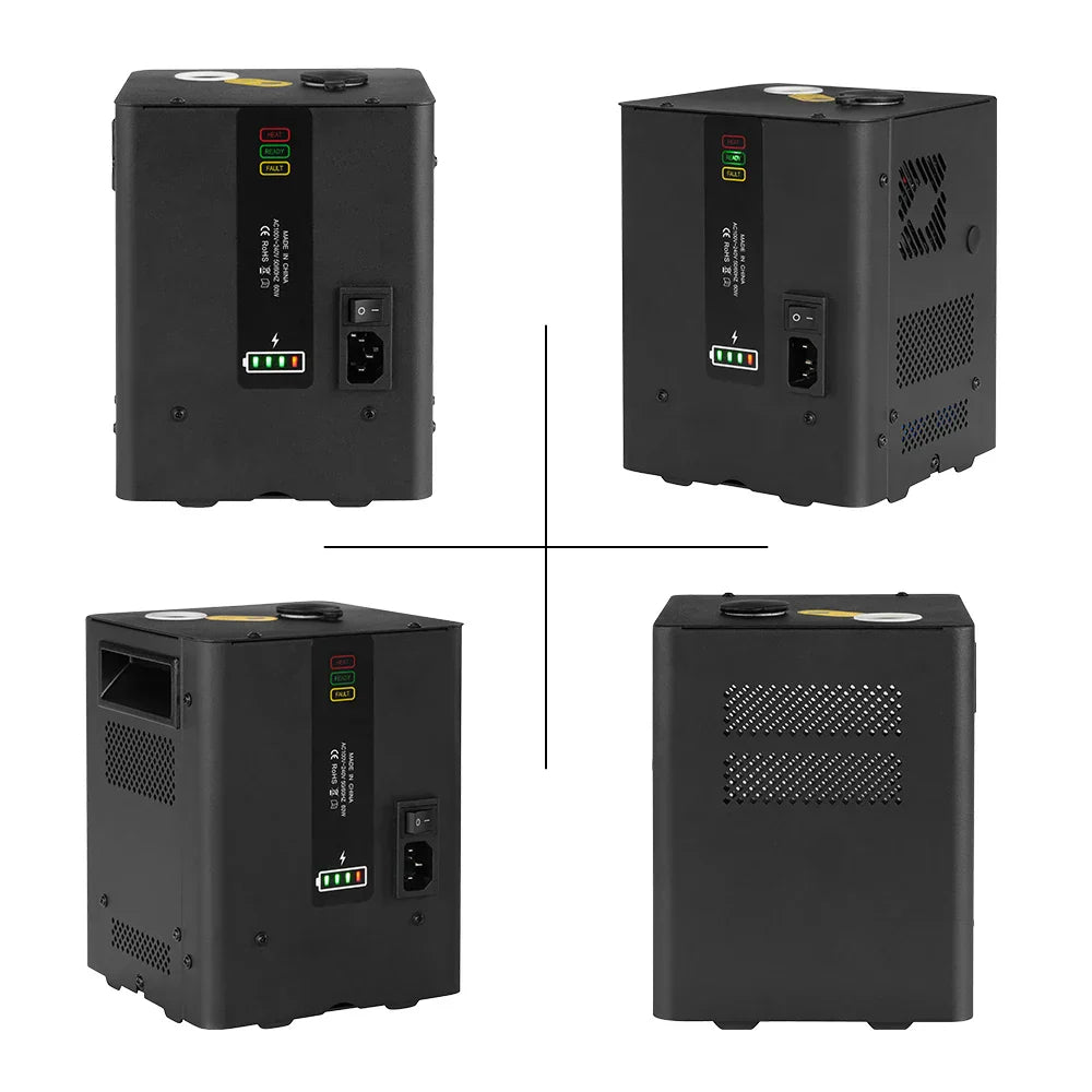 Black rectangular rechargeable mini cold power supply unit with ventilation grilles for electronic equipment dmx disco stage light