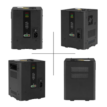 Black rectangular rechargeable mini cold power supply unit with ventilation grilles for electronic equipment dmx disco stage light