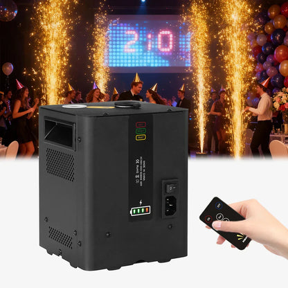 Black rectangular rechargeable mini cold spark machine with remote control electronic equipment dmx disco stage light