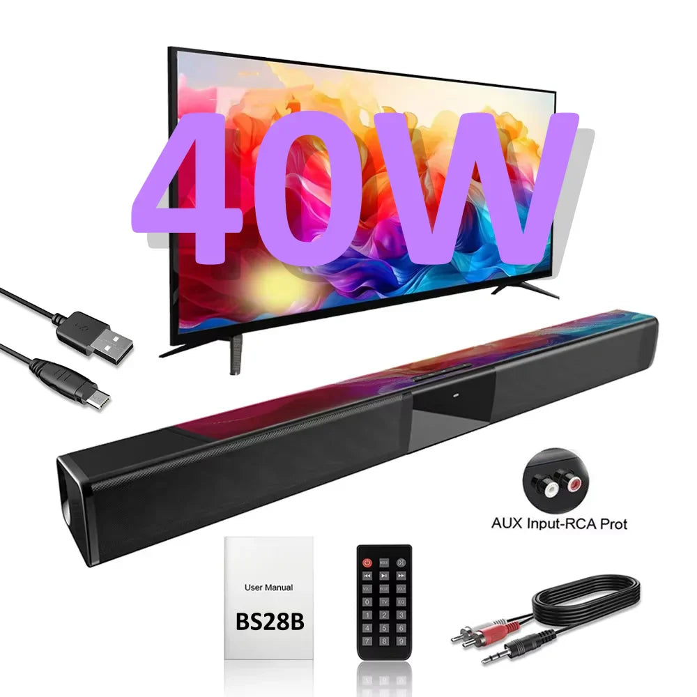 Black sleek rechargeable wireless bluetooth speaker home theater soundbar powerful sound with glossy finish and grille