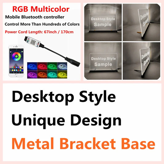 Rgb multicolor mobile bluetooth controller with 67-inch power cord and metal bracket base for led neon sign recording studio microphone decor with vintage plaques