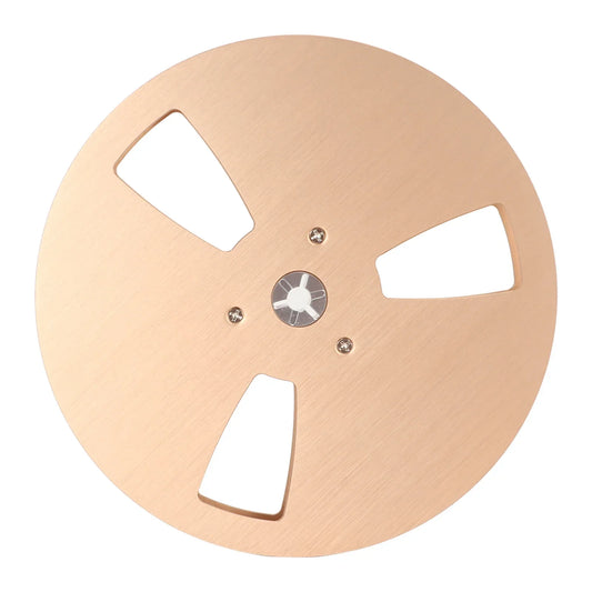 Rose gold empty tape reel 1/4 7 inch aluminum alloy with three hole openings for teac hole opening machine use
