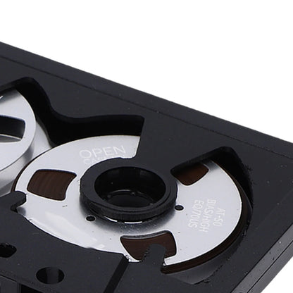 Black plastic reel blank cassette tape deck with silver metallic reels for 50 minutes double sided sound recording tape