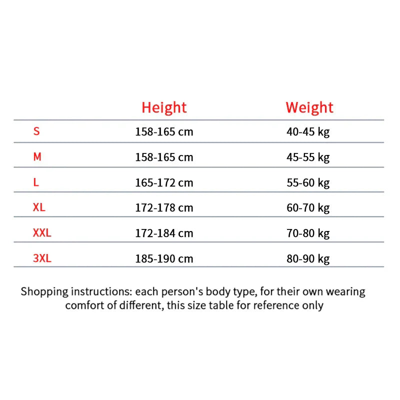 Size chart for reflective striped jacket in black and blue for men hip hop streetwear coats sports black from s to 3xl