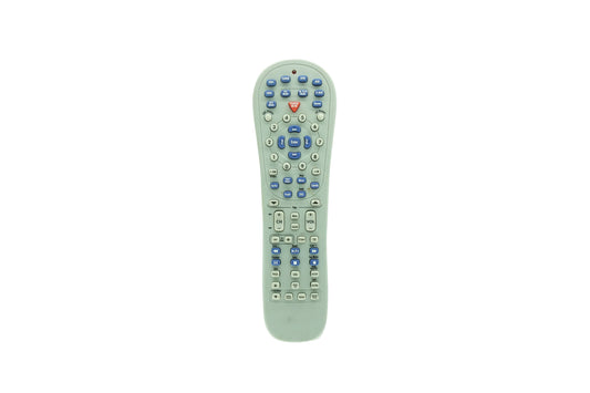 Light green plastic remote control with blue white buttons and red heart button for kenwood krf-x9070d audio video surround receiver
