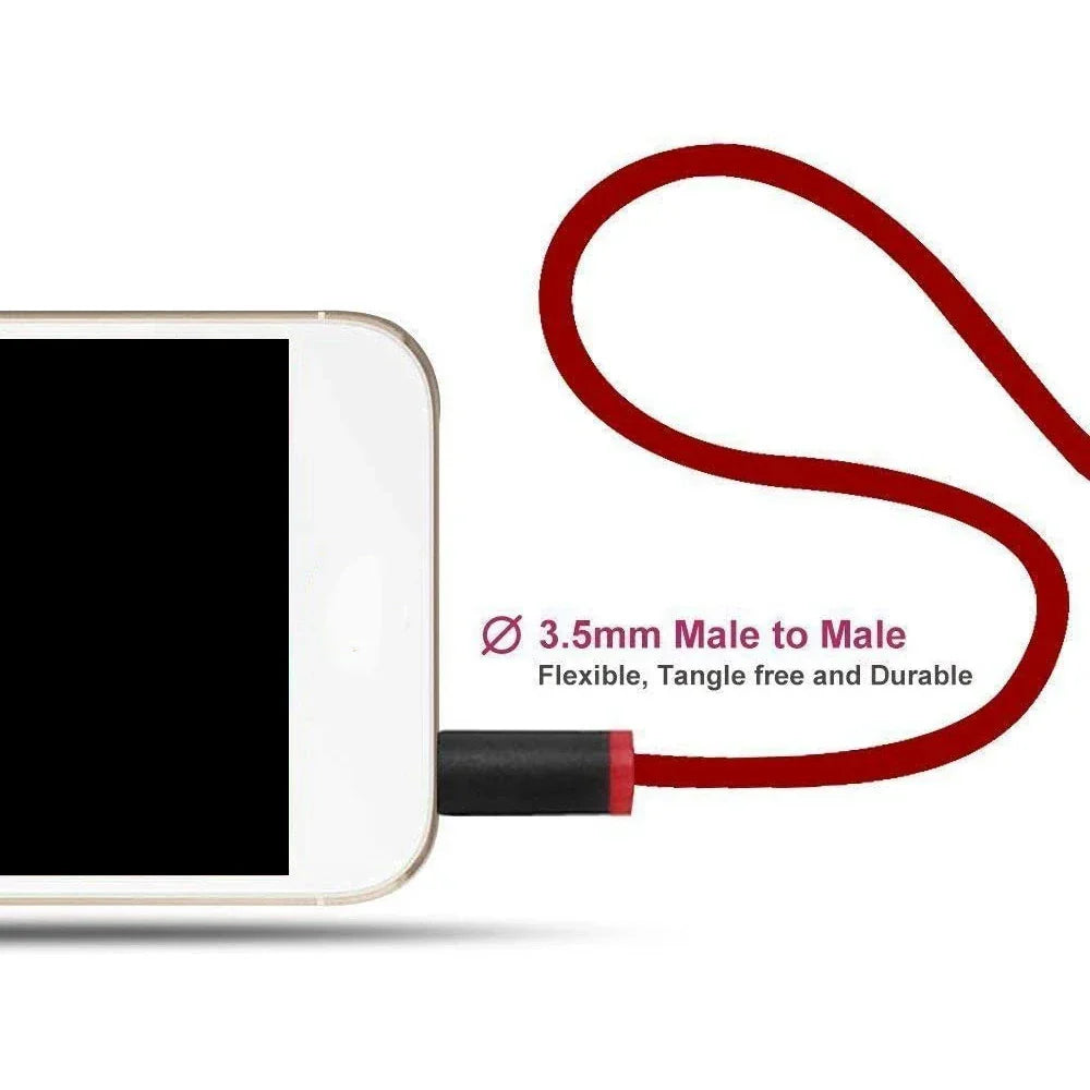 Red and black 3.5mm male to male replacement audio cable with tangle free design for dre headphones studio executive mixr solo wireless