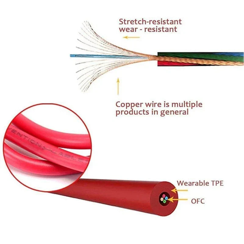 Red insulated copper replacement audio cable with durable tpe jacket and mic for beats by dre headphones studio executive mixr