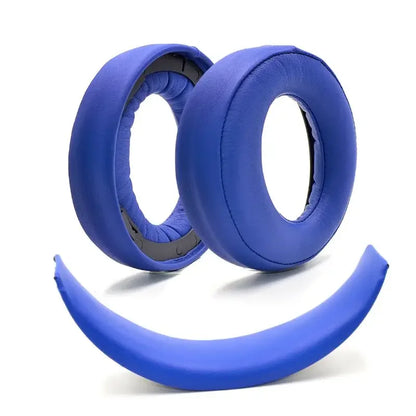 Blue padded ear cushions with plush texture and curved design for sound cechya-0083 headphone gold wireless ps3 use