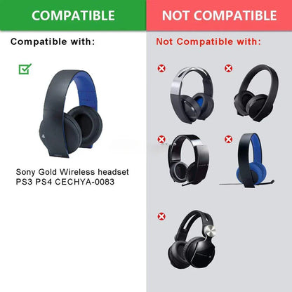 Black sony gold wireless ps3 headset with blue ear pads and head beam cushion for surround sound cechya-0083 use
