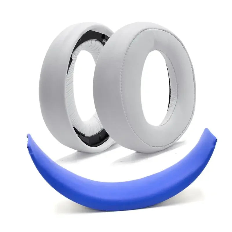 White padded headband cushions with blue curved earcup pad for gold wireless ps3 surround sound cechya-0083 headphone