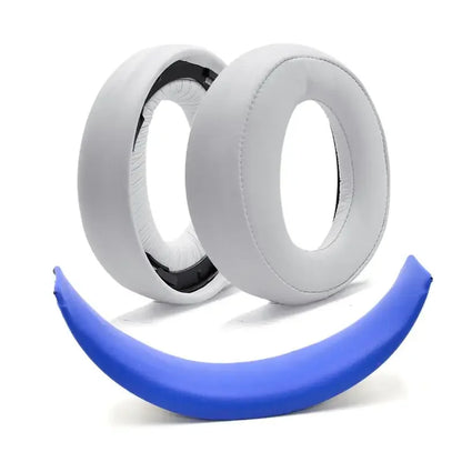 White padded headband cushions with blue curved earcup pad for gold wireless ps3 surround sound cechya-0083 headphone