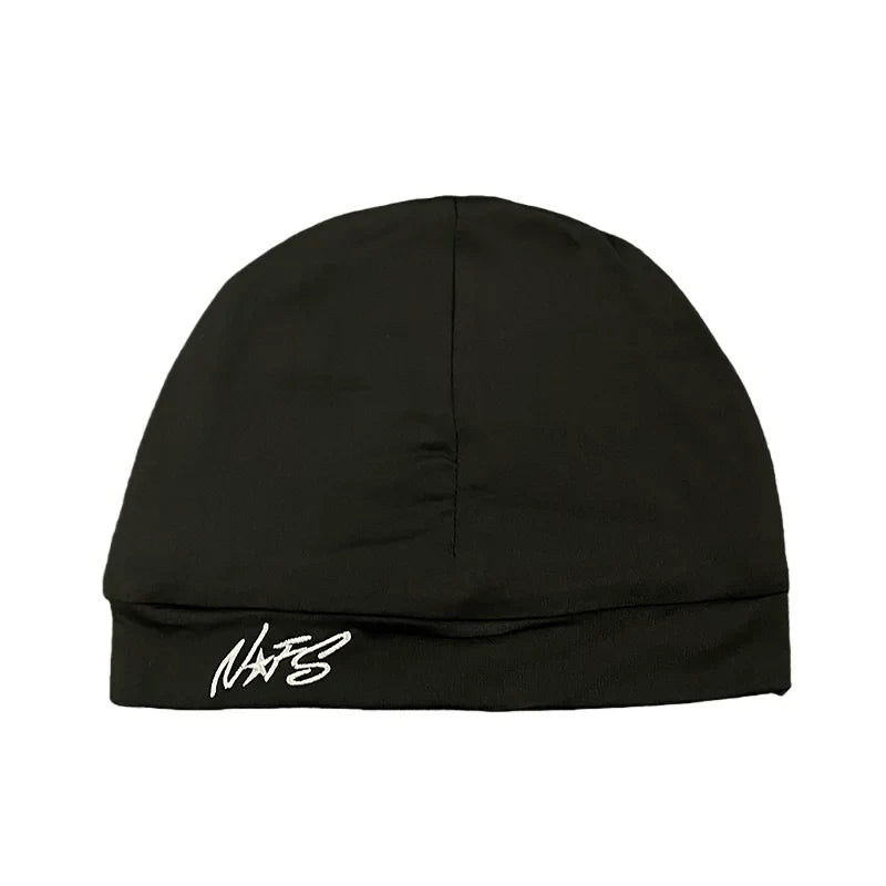 Black naffs beanie letter embroidery pullover hat trendy casual versatile fashionable for streetwear style