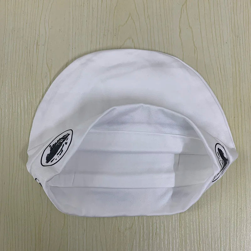 White chef hat with black embroidered logo on each side featured in a retro hip hop pullover hat design