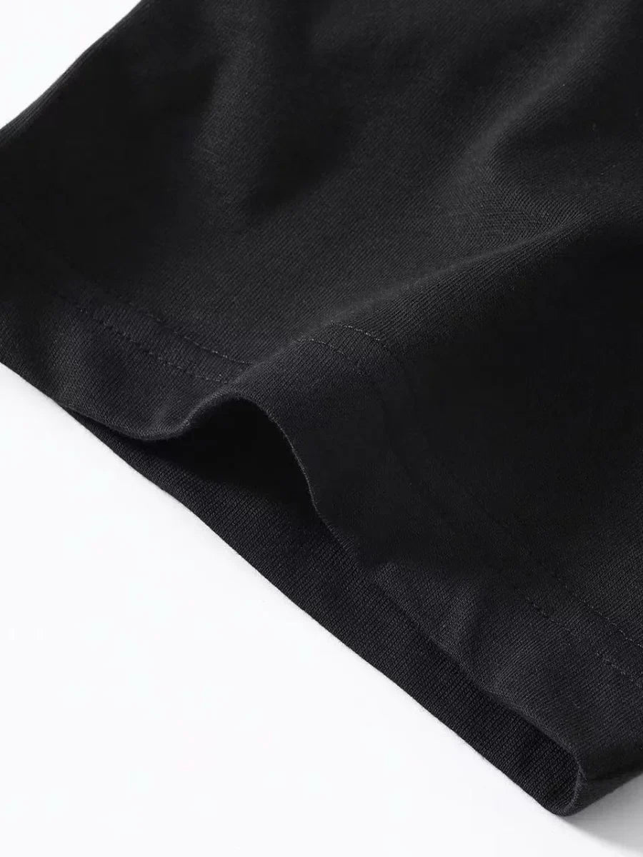Black cotton men oversized tee streetwear y2k with soft textured fabric retro hiphop graphic short sleeve top