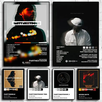 Black and white partynextdoor album cover posters on canvas for retro pop hip hop room decor wall art
