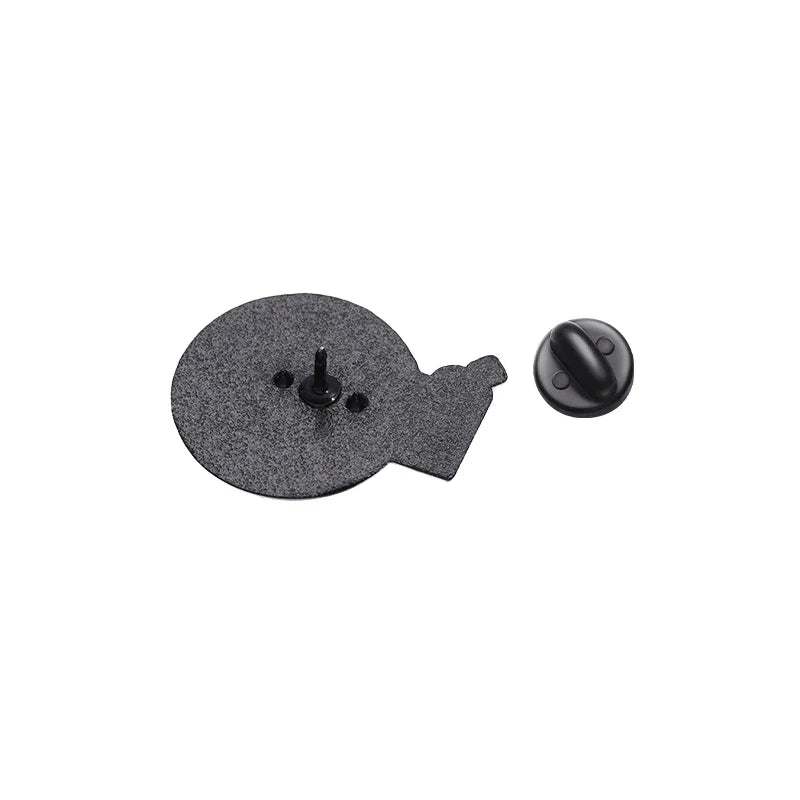 Black enamel pin shaped like a stylized snail with textured finish for retro music records enamel pins custom soul brooches lapel