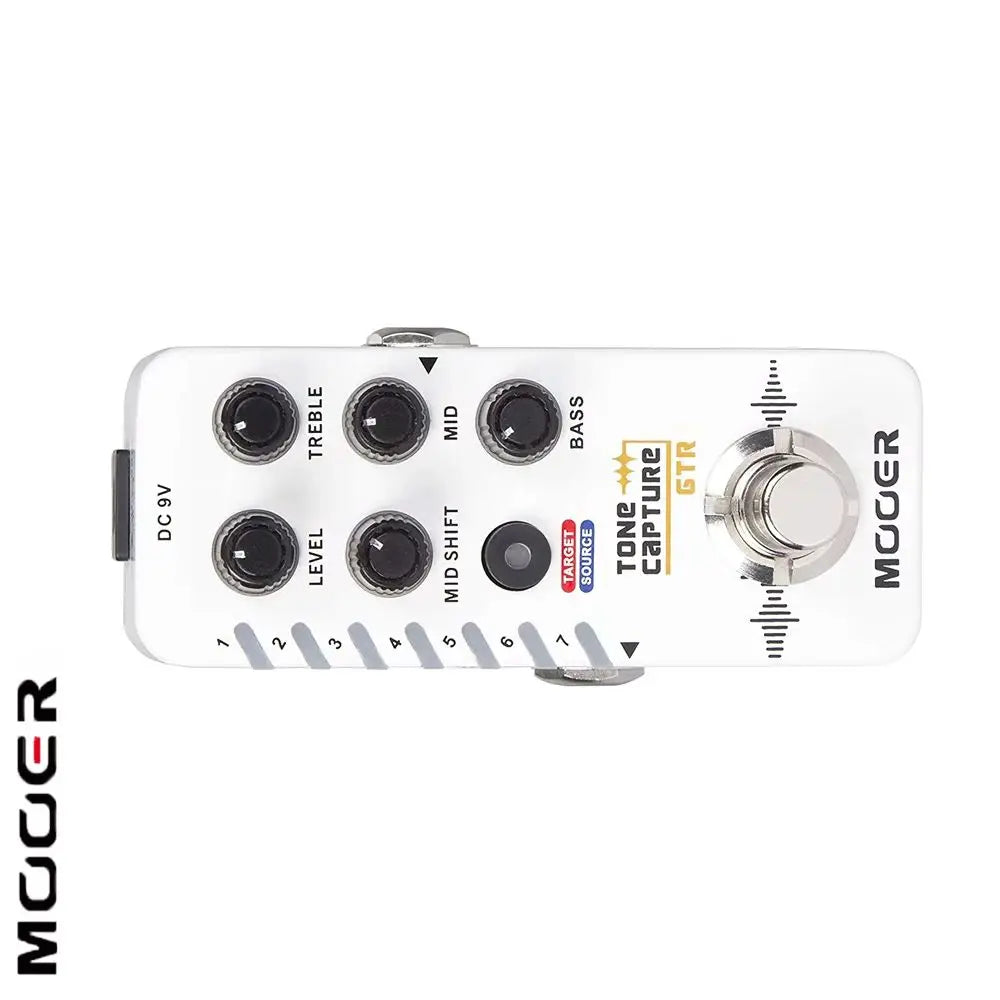White mooer tone capture gtr reverb effect guitar pedal with black knobs silver metal footswitch and buffer bypass
