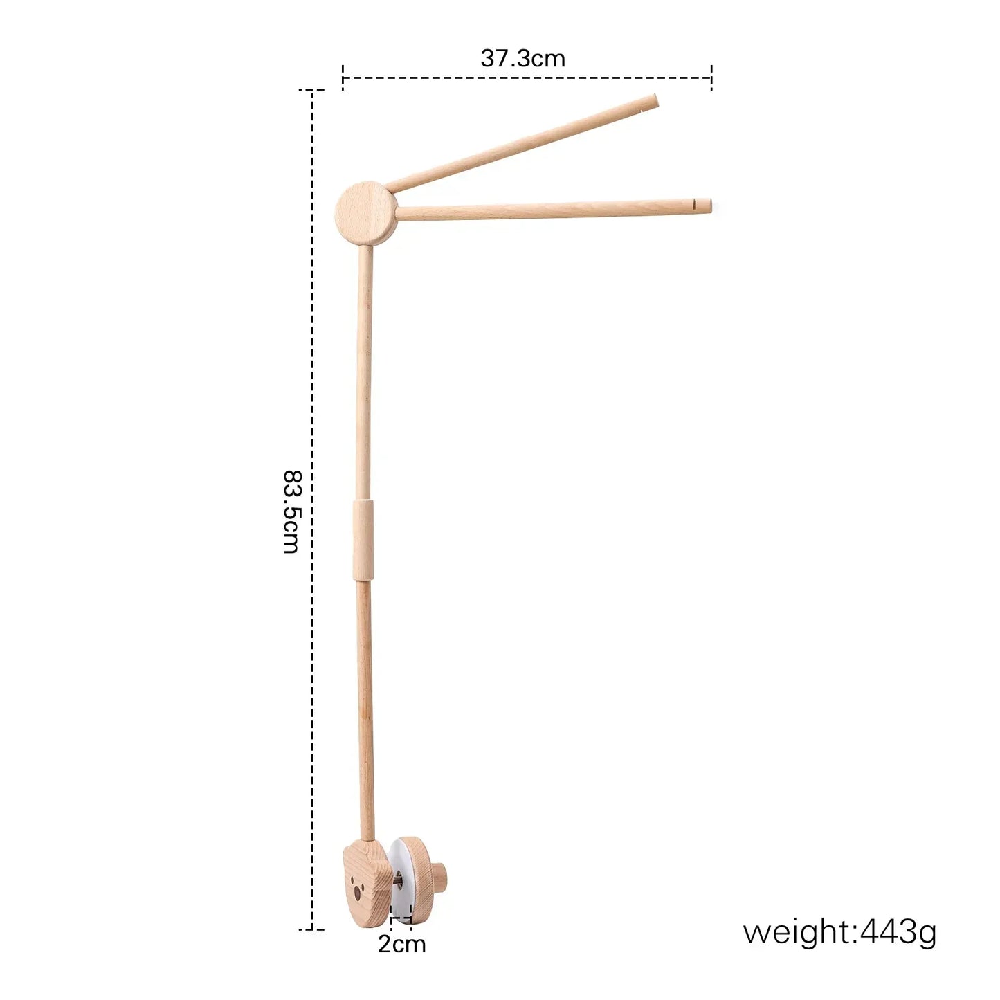 Minimalist wooden revolving music box with natural finish and extendable arms for newborns baby crib rattle baby soothing