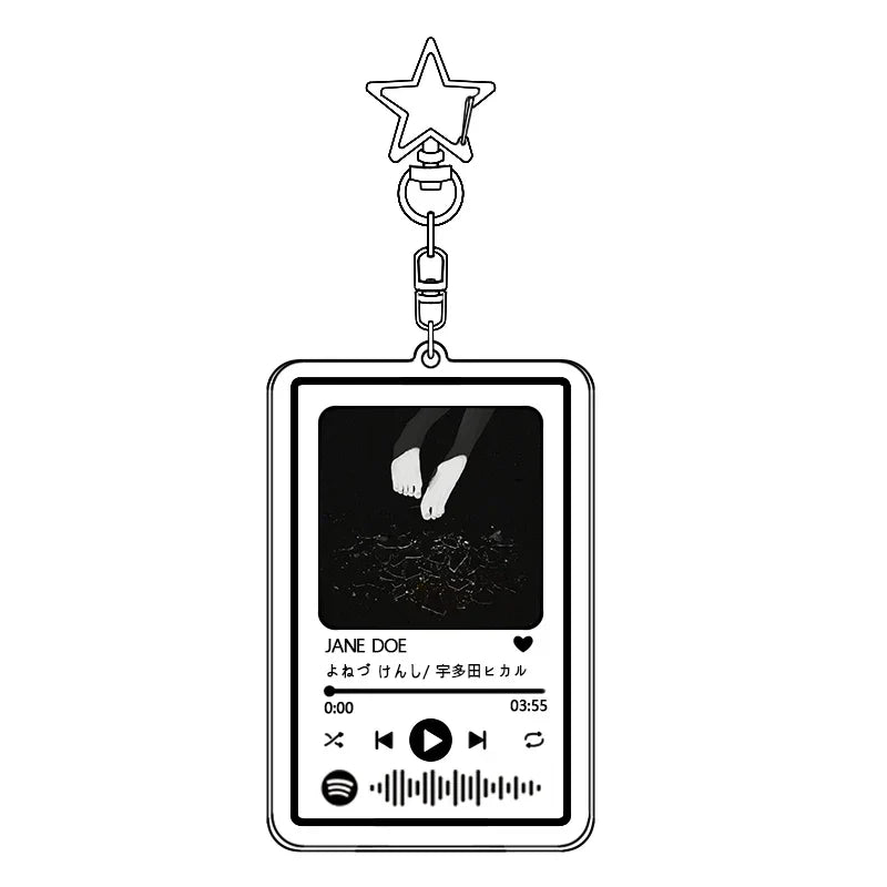 Black-and-white music acrylic keychain shaped like a smartphone screen with star clip from reze japan popular pendant decor bag