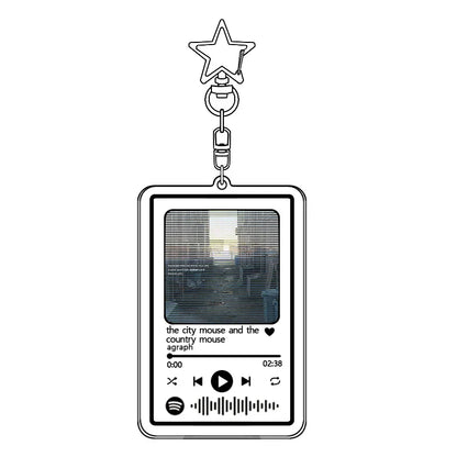 Clear acrylic reze japan popular music acrylic keychain with star top and spotify player pendant decor bag accessory